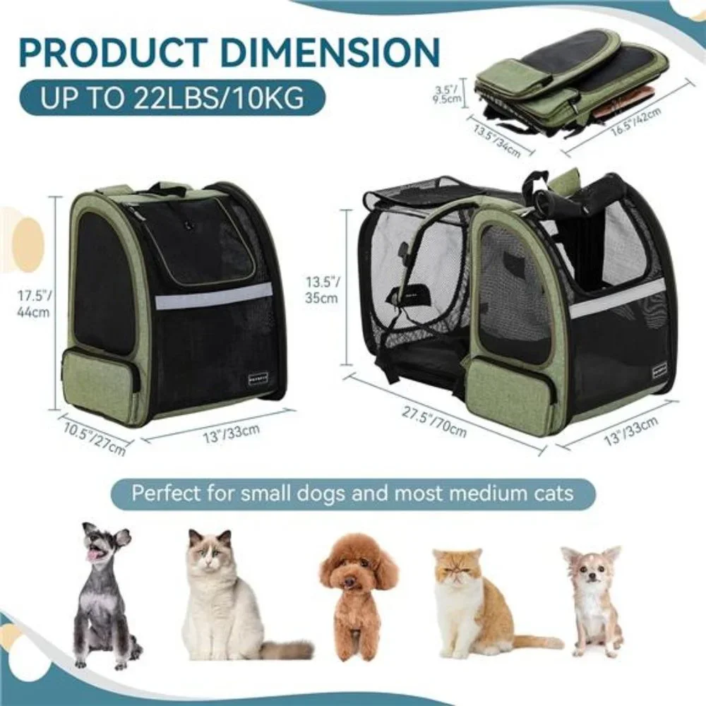 Cat Backpack Carrier,Dog Carrier Backpacks Expandable with Great Ventilation